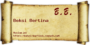 Beksi Bertina névjegykártya